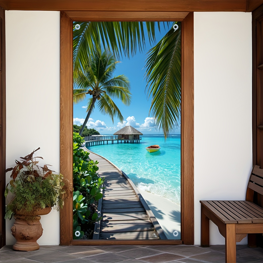 Home Bargains - 2D door curtain, 1 piece. Caribbean