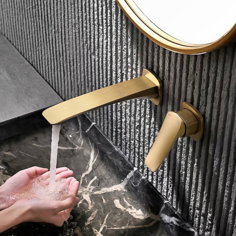 Home Bar Sink - Gold Concealed Bathroom Faucet Embedded Cartridge