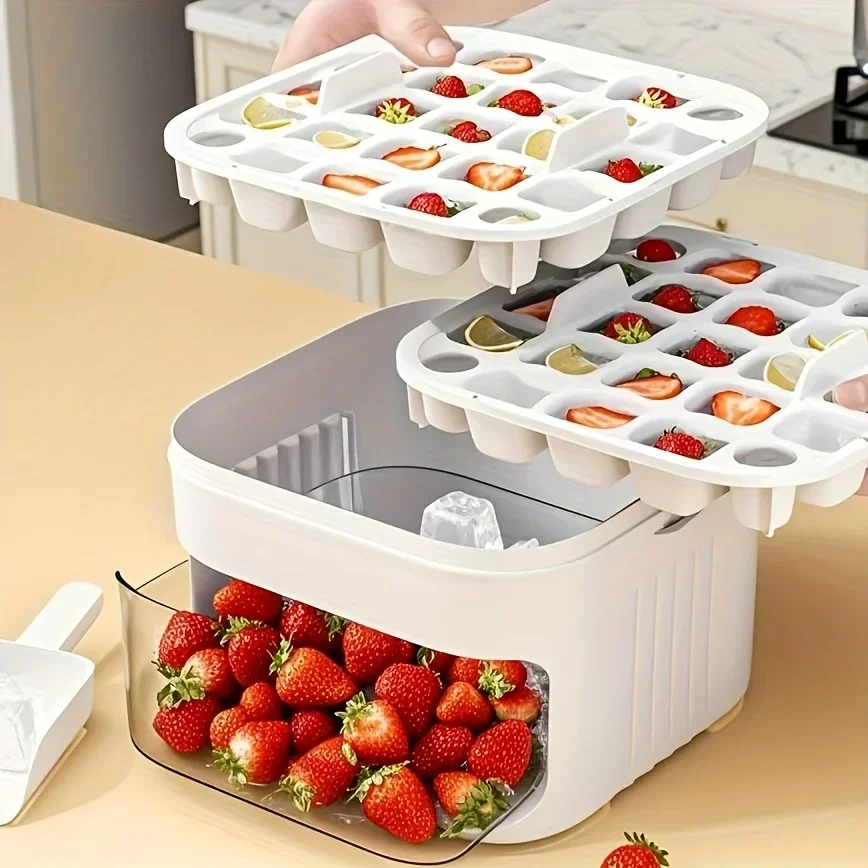 Home Bar Setup - 2-Layer Ice Cube Tray with Lid,