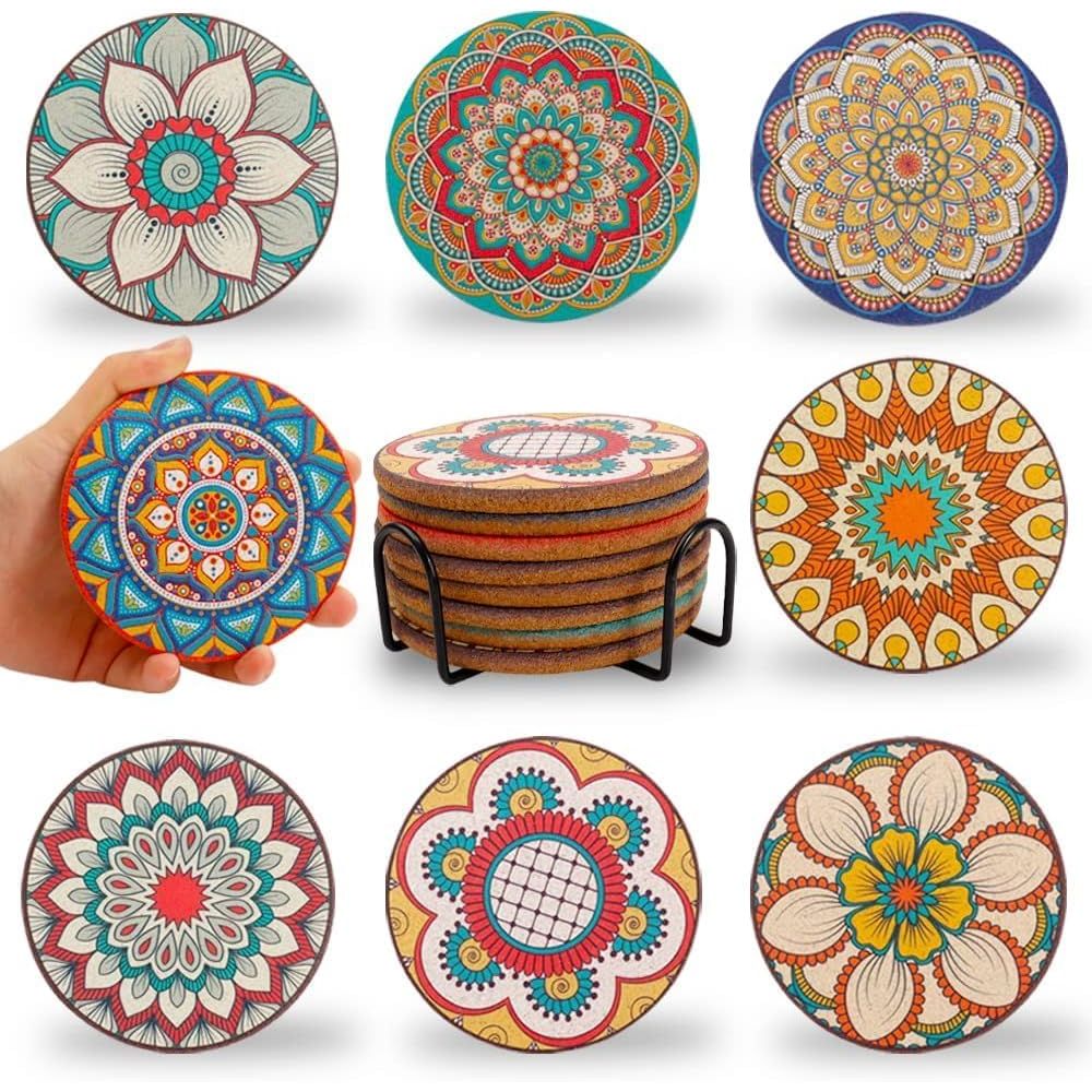 Set of 8 Round Colorful Coaste - Home Bar Set review and price