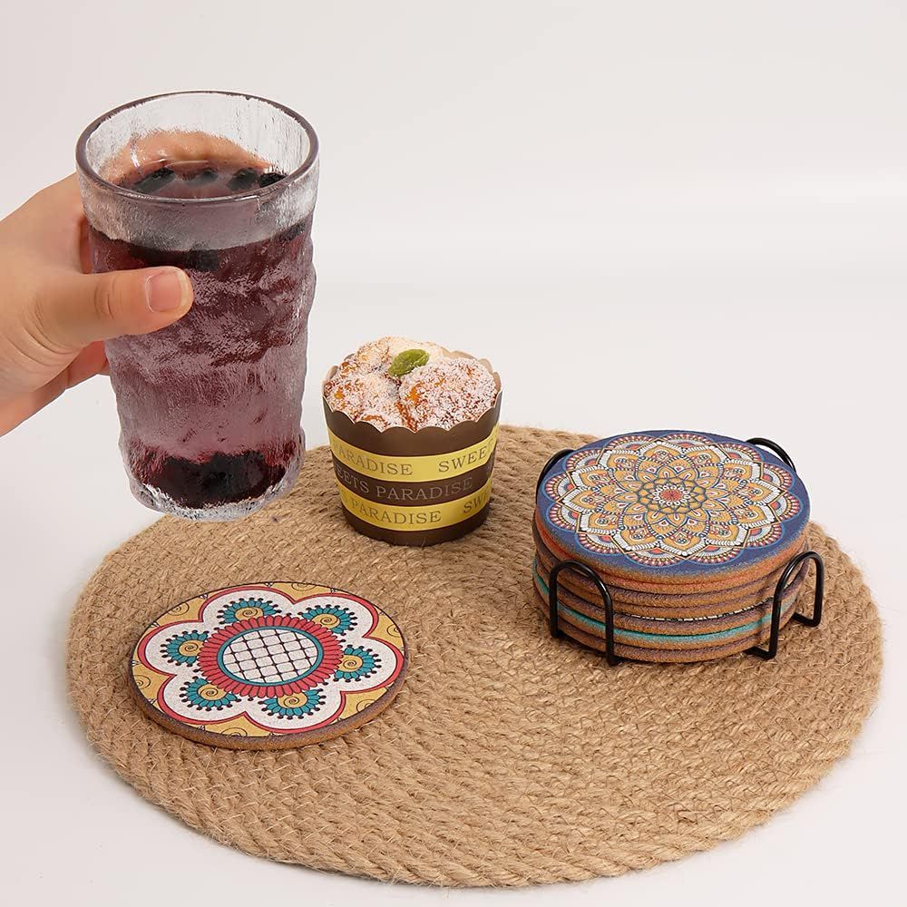 Set of 8 Round Colorful Coaste - Home Bar Set review and price