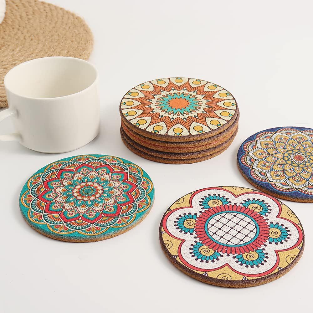 Set of 8 Round Colorful Coaste - Home Bar Set review and price