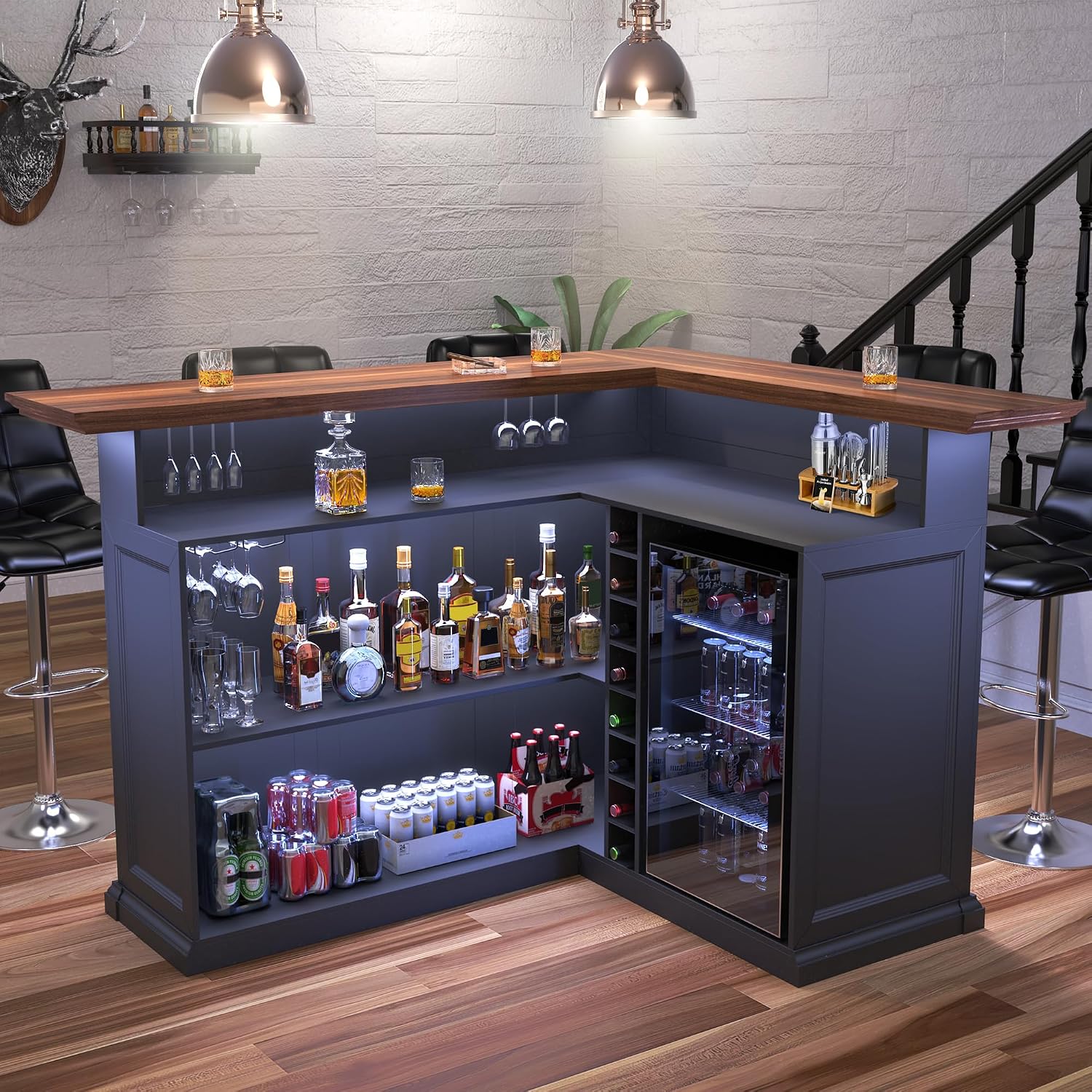 L-Shaped Home Bar Cabinet with - Home Bar Setup review and price