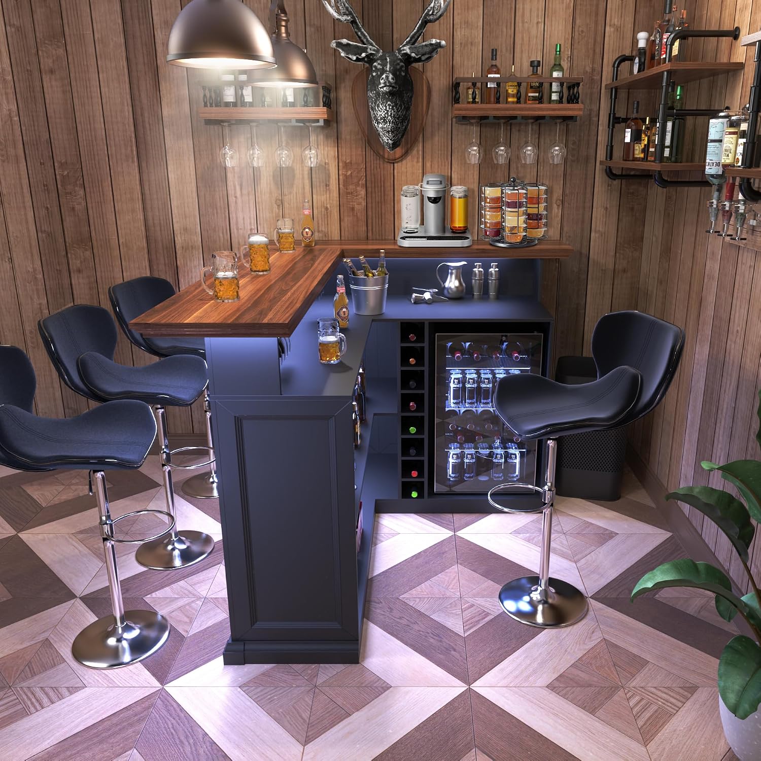 L-Shaped Home Bar Cabinet with - Home Bar Setup review and price